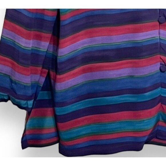 Vtg Talbots Silk Button Blouse Size 10 Petite Multicolor Retro 80s Artsy Unique - Picture 7 of 9